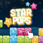 カラフルな星形のブロックと「STAR POPS」という文字が夜空を背景に配置されているイラスト。