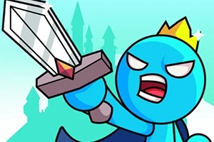 剣を持ち王冠をかぶった青いキャラクターのイラスト。