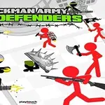 黒いスティックマンと赤いスティックマンが武器を持って対峙している。