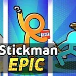 3人の異なる色のスティックマンがそれぞれ武器とアイテムを持っているイラスト。