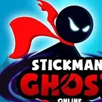 赤いマントをつけたスティックマンのシルエットと「STICKMAN GHOST ONLINE」という文字。