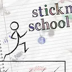ノートのページに描かれたスティックマンが走っているイラストと色とりどりの文字。