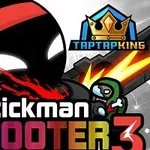 赤いヘッドバンドをしたスティックマンが、ゾンビに向かって銃を構える。