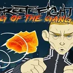黒い背景に、ボクシングポーズをとるキャラクターと鮮やかなオレンジのパンチエフェクト、上部にスタイリッシュなタイトル文字が描かれたイラスト。