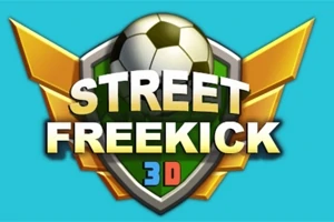 サッカーボールを背景に「STREET FREEKICK 3D」という文字が描かれたショールドバッジ風のデザイン。
