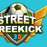 サッカーボールを背景に「STREET FREEKICK 3D」という文字が描かれたショールドバッジ風のデザイン。