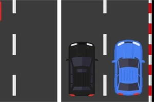 2台の車が並んで高速道路を走行している様子。