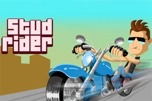 サングラスをかけたキャラクターがバイクに乗っているイラスト。