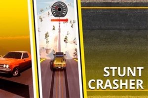 オレンジ色の車が描かれた道路の風景と、その上部にスピードメーターが表示されているシーン。