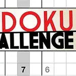 赤い文字で「SUDOKU」、黒い文字で「CHALLENGE」と表示された上部に、数独パズルの一部が見える画像。