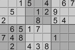 数字が書かれたグリッドパズルの一部で、異なる濃淡のグレーのマス目が並んでいる。