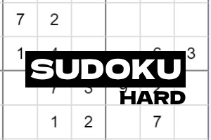数独のパズルが表示され、「SUDOKU HARD」と書かれたテキストが中央に重ねられています。