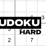 数独のパズルが表示され、「SUDOKU HARD」と書かれたテキストが中央に重ねられています。