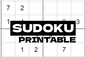 数独パズルの一部が「SUDOKU PRINTABLE」という文字の上に表示されています。