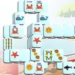 動物や海の生き物のイラストが描かれた麻雀牌が並べられている。