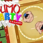 土俵の上で向き合う二人の力士のイラスト。