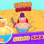 2人のキャラクターがカラフルな背景の上で戦っている様子。
