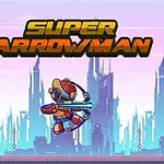 近未来の都市を背景に、カラフルなアーマーを着たキャラクターが弓を構えている。