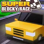 黄色と青のブロック状の車が道路を走行しているイラスト。