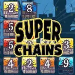 カラフルな数字が書かれたブロックが並んでおり、中央に「SUPER CHAINS」と大きく書かれているデザイン。