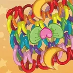カラフルな輪で構成されたパズルの背景に、星柄が描かれている画像。