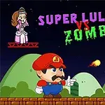 ヒゲの男性キャラクターとゾンビが向き合っているシーンで、上部には「SUPER LULE VS ZOMBIES」と書かれており、背景に夜空と女性キャラクターが描かれています。