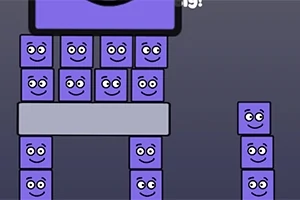 紫色の四角いブロックに笑顔が描かれたものが積み重なっているイラスト。