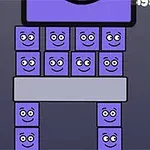 紫色の四角いブロックに笑顔が描かれたものが積み重なっているイラスト。