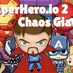 複数のスーパーヒーローとヴィランのキャラクターがカートゥーンスタイルで描かれている。