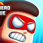 赤いマスクを着けたスーパーヒーロー風のキャラクターのイラストと「ONLINE SUPERHERO LEAGUE」のロゴ。