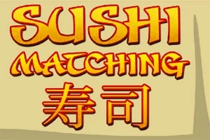 黄色の背景に「SUSHI MATCHING」と「寿司」の文字が描かれたデザイン。