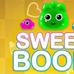 カラフルなスライムキャラクターが中央に配置された「SWEET BOOM」というテキストの画像。