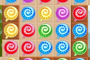 色とりどりの渦巻き模様のキャンディが並んでいるパズルボード。