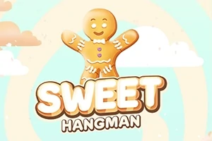 ジンジャーブレッドマンが背景の雲とともに描かれているデザインで、「SWEET HANGMAN」という文字が含まれています。