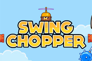 青空を背景に、プロペラ帽をかぶったキャラクターと「SWING CHOPPER」の文字が中央に配置されているイラスト。