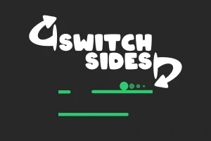 黒い背景に白い「SWITCH SIDES」という文字と、緑色のシンプルなラインや丸いアイコンが描かれています。