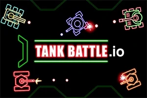 ネオンカラーの戦車が四隅に配置され、中央に「TANK BATTLE