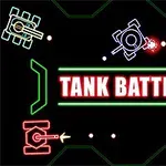 ネオンカラーの戦車が四隅に配置され、中央に「TANK BATTLE