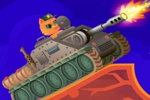 猫が操縦するタンクが発射している様子。