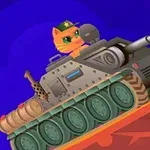 猫が操縦するタンクが発射している様子。