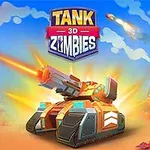 青空の下でオレンジ色の戦車が砲火を放つイラスト。