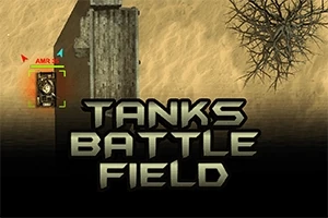 砂漠地帯に戦車と「TANKS BATTLE FIELD」の文字が描かれている。