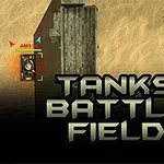砂漠地帯に戦車と「TANKS BATTLE FIELD」の文字が描かれている。