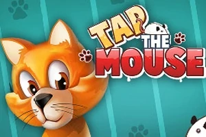 オレンジ色の猫と「TAP THE MOUSE」という文字が描かれたイラスト。