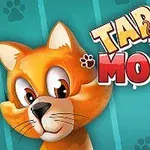 オレンジ色の猫と「TAP THE MOUSE」という文字が描かれたイラスト。