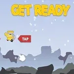 黄色い飛行機と「GET READY」テキストが表示された、雪の降る背景。