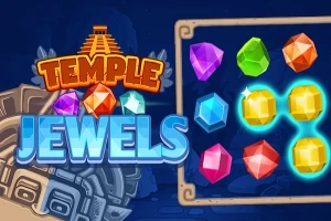 カラフルな宝石が並び、左上に「TEMPLE JEWELS」と書かれたイラスト。