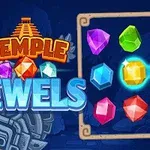 カラフルな宝石が並び、左上に「TEMPLE JEWELS」と書かれたイラスト。