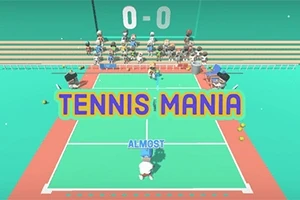 テニスコートで試合が行われており、観客がスタンドに座っている様子。