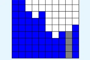 青色と白色のグリッドに灰色の縦線が描かれたデザイン。